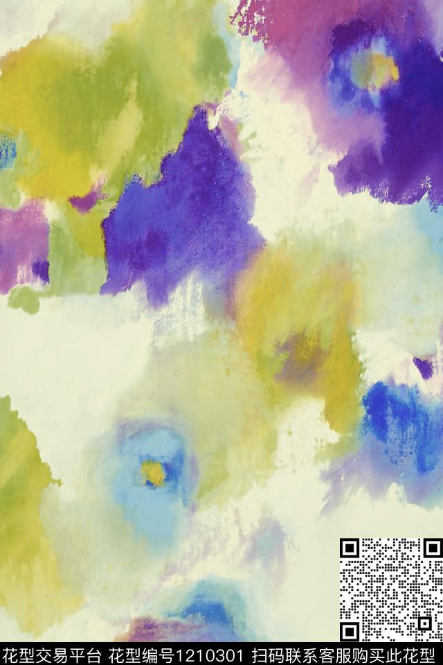 抽象手绘炫彩数码印花华亿平台下载（图片编号: 1210301） - 瓦栏（Walan）