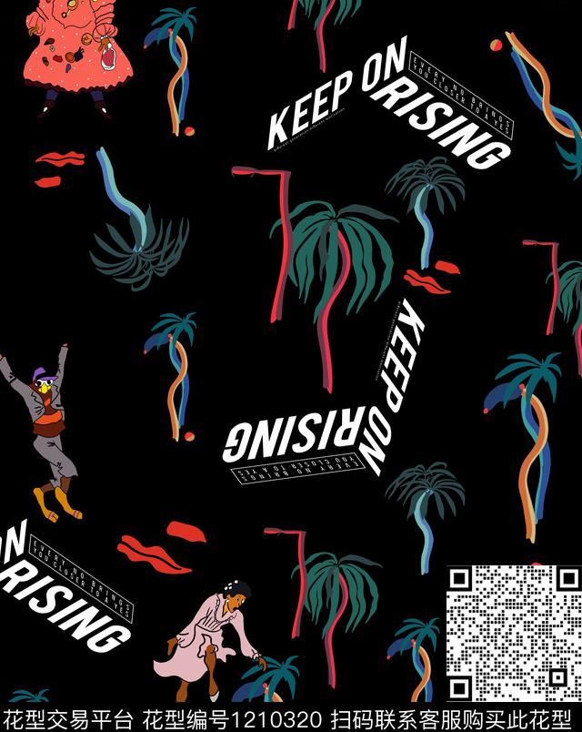 时尚热带华亿平台植物字母传统印花华亿平台下载（图片编号: 1210320） - 瓦栏（Walan）