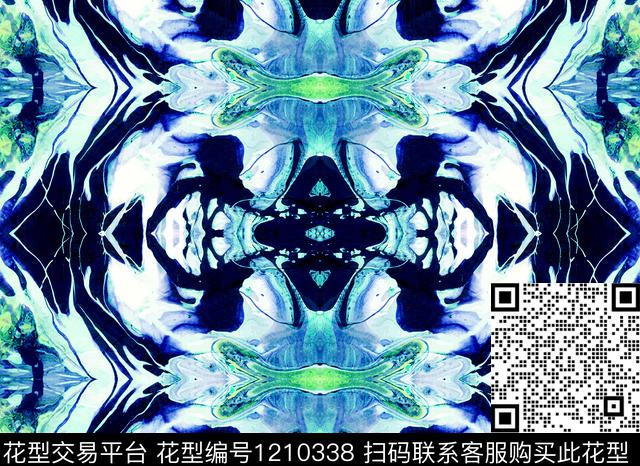 抽象纹理蓝色花纹数码印花华亿平台下载（图片编号: 1210338） - 瓦栏（Walan）