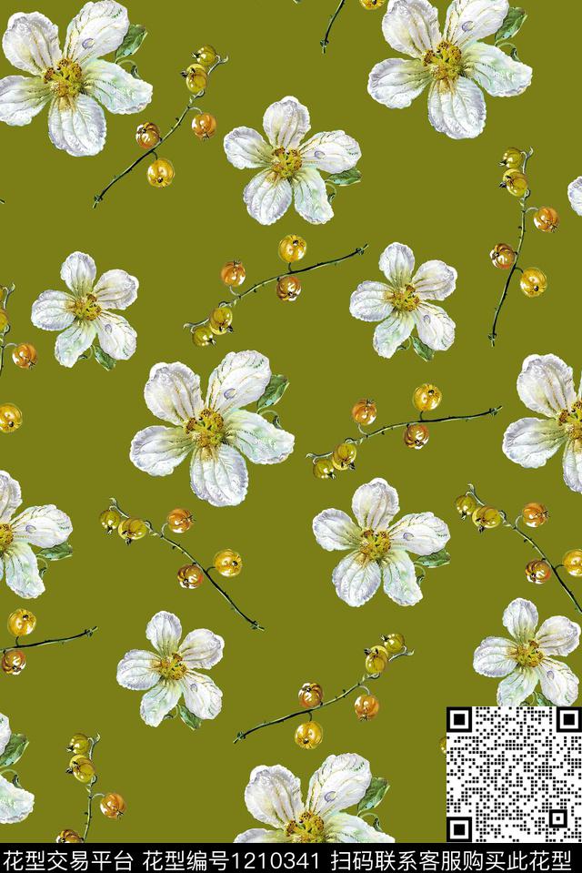 女装白花满版花卉数码印花华亿平台下载（图片编号: 1210341） - 瓦栏（Walan）