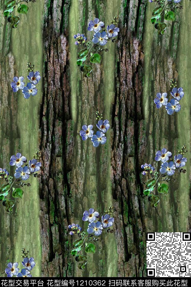 女装花卉木纹数码印花华亿平台下载（图片编号: 1210362） - 瓦栏（Walan）
