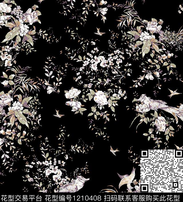 大牌风花卉小碎花传统印花华亿平台下载（图片编号: 1210408） - 瓦栏（Walan）