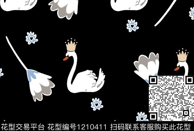 抽象大牌风天鹅传统印花华亿平台下载（图片编号: 1210411） - 瓦栏（Walan）