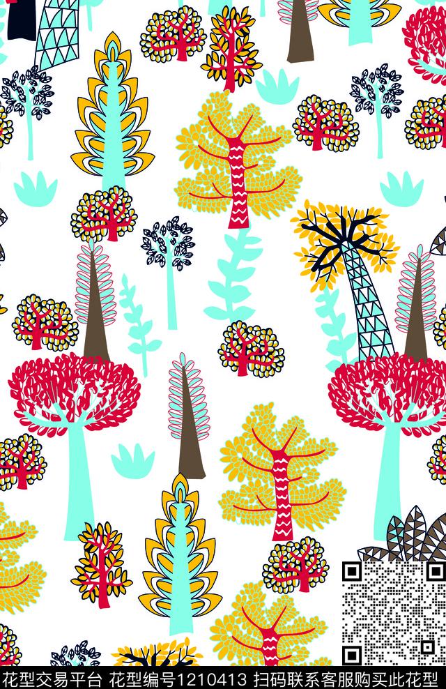 版画抽象树传统印花华亿平台下载（图片编号: 1210413） - 瓦栏（Walan）