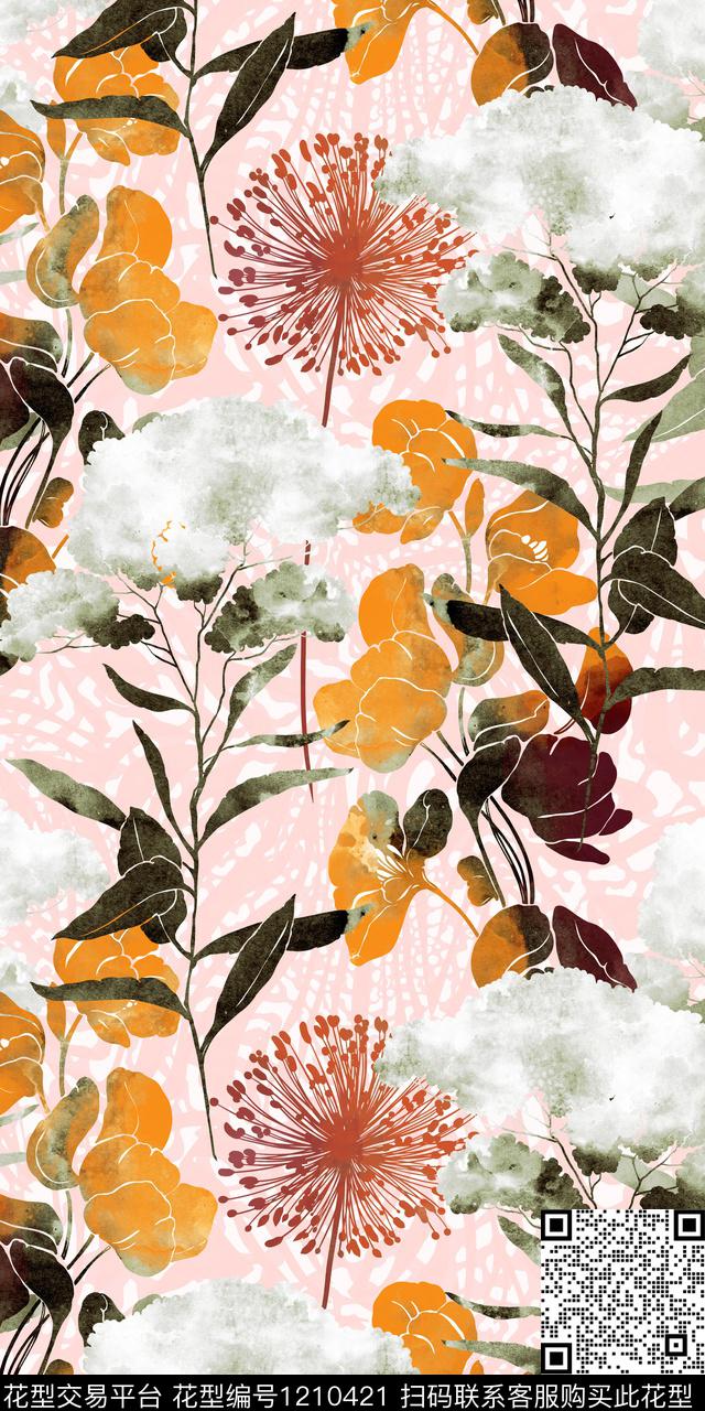 女装大牌风花卉数码印花华亿平台下载（图片编号: 1210421） - 瓦栏（Walan）