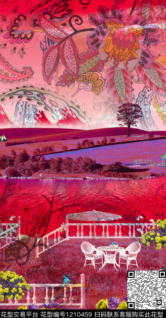 肌理定位花风景景观数码印花华亿平台下载（图片编号: 1210459） - 瓦栏（Walan）