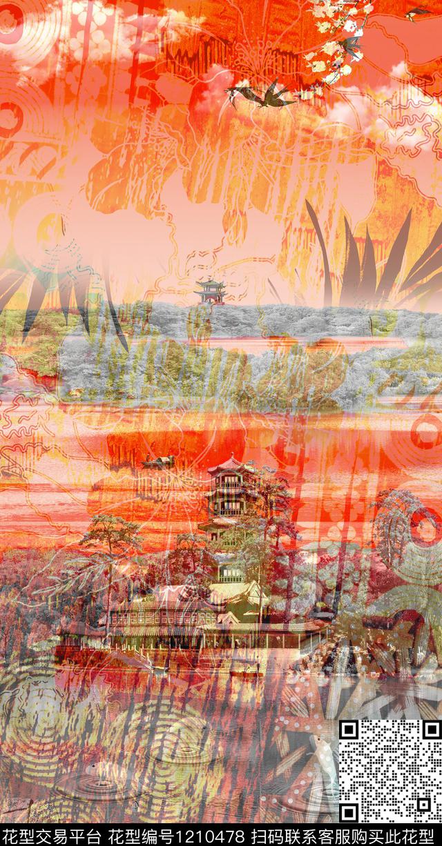肌理定位花风景景观数码印花华亿平台下载（图片编号: 1210478） - 瓦栏（Walan）