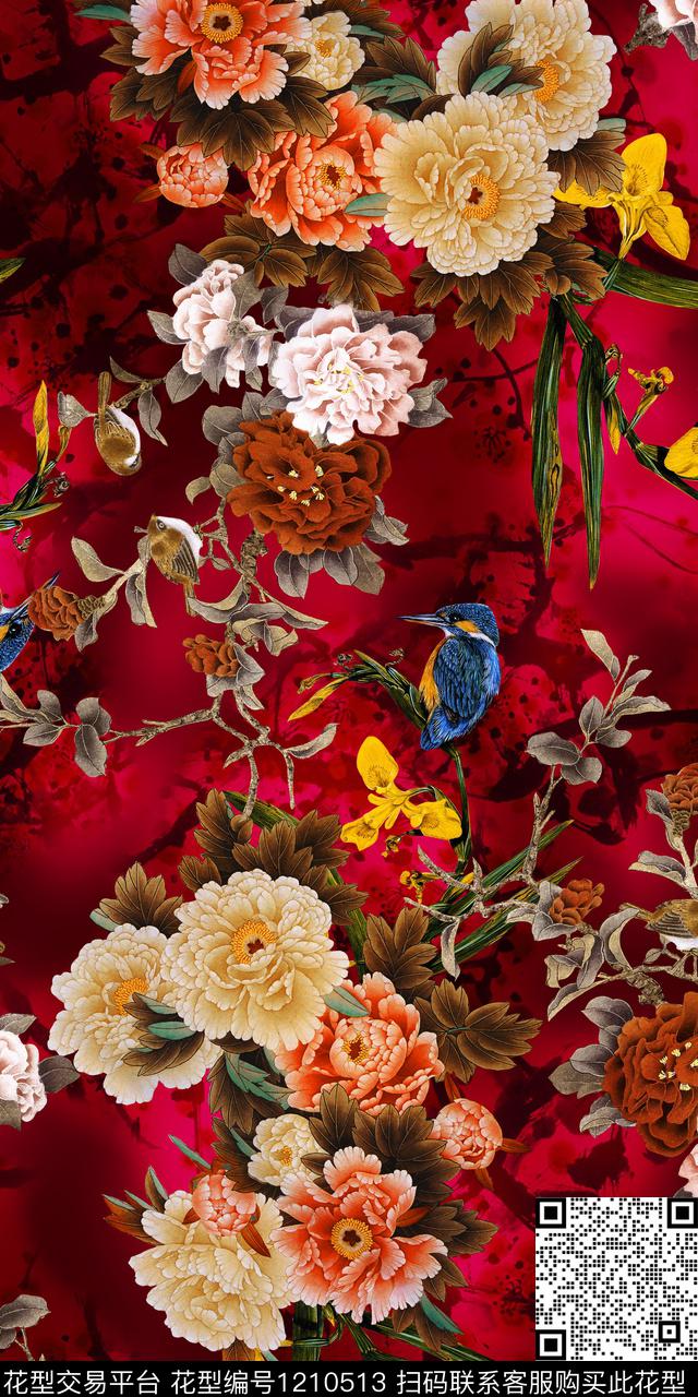 花卉小碎花中国风数码印花华亿平台下载（图片编号: 1210513） - 瓦栏（Walan）