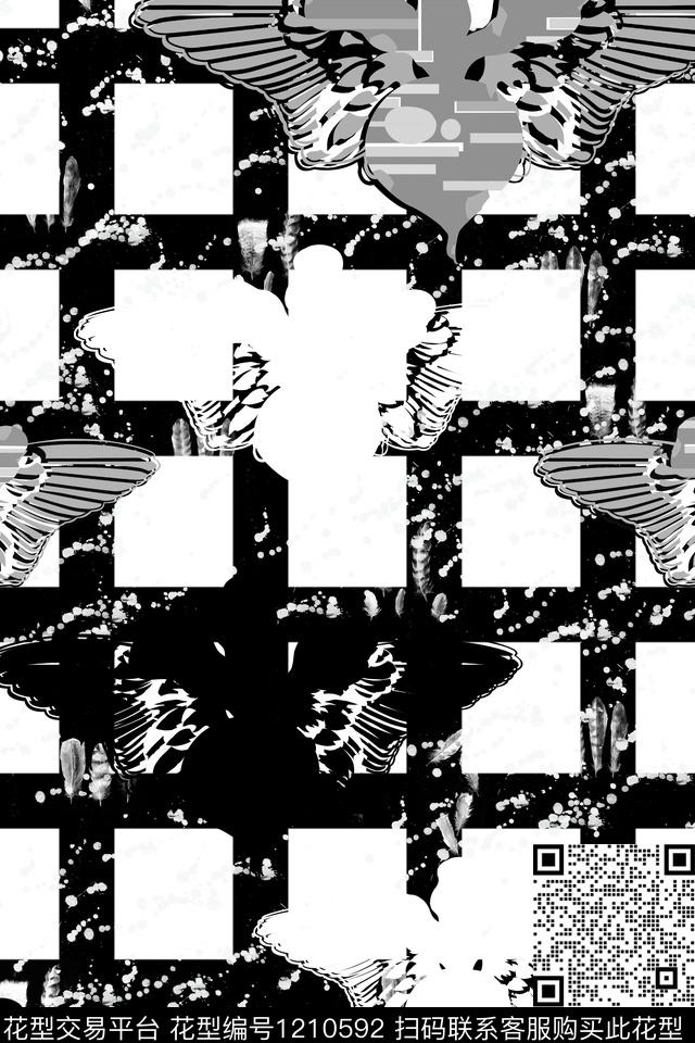趣味黑白华亿平台数码印花华亿平台下载（图片编号: 1210592） - 瓦栏（Walan）
