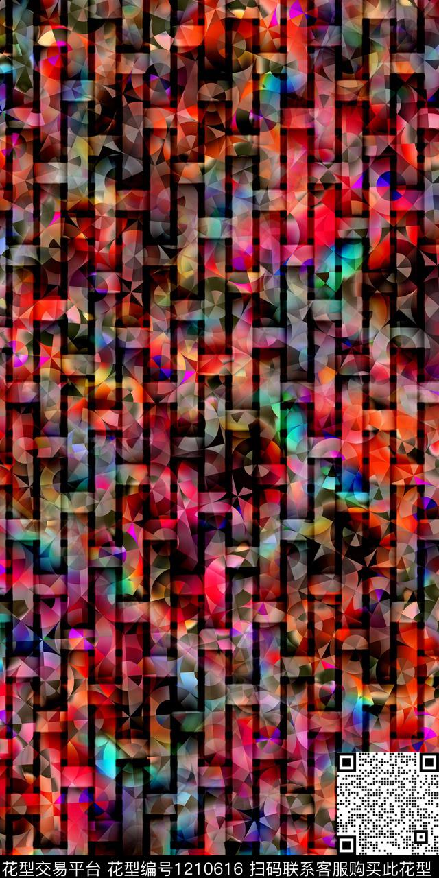 抽象格子数码印花华亿平台下载（图片编号: 1210616） - 瓦栏（Walan）