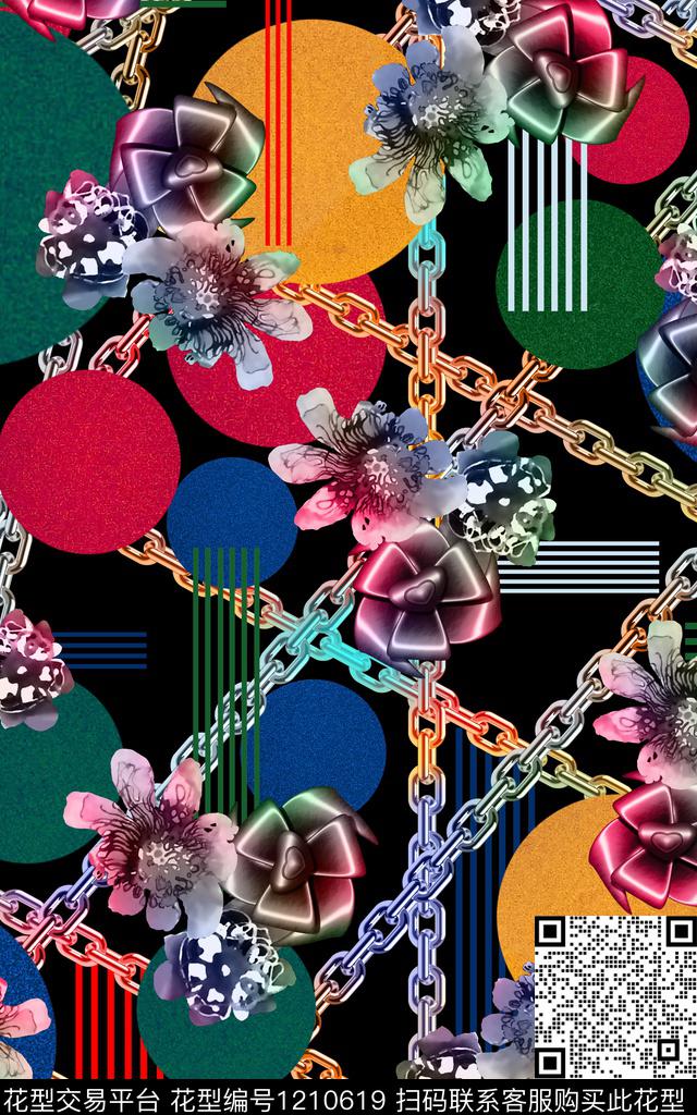 几何格子大牌风数码印花华亿平台下载（图片编号: 1210619） - 瓦栏（Walan）