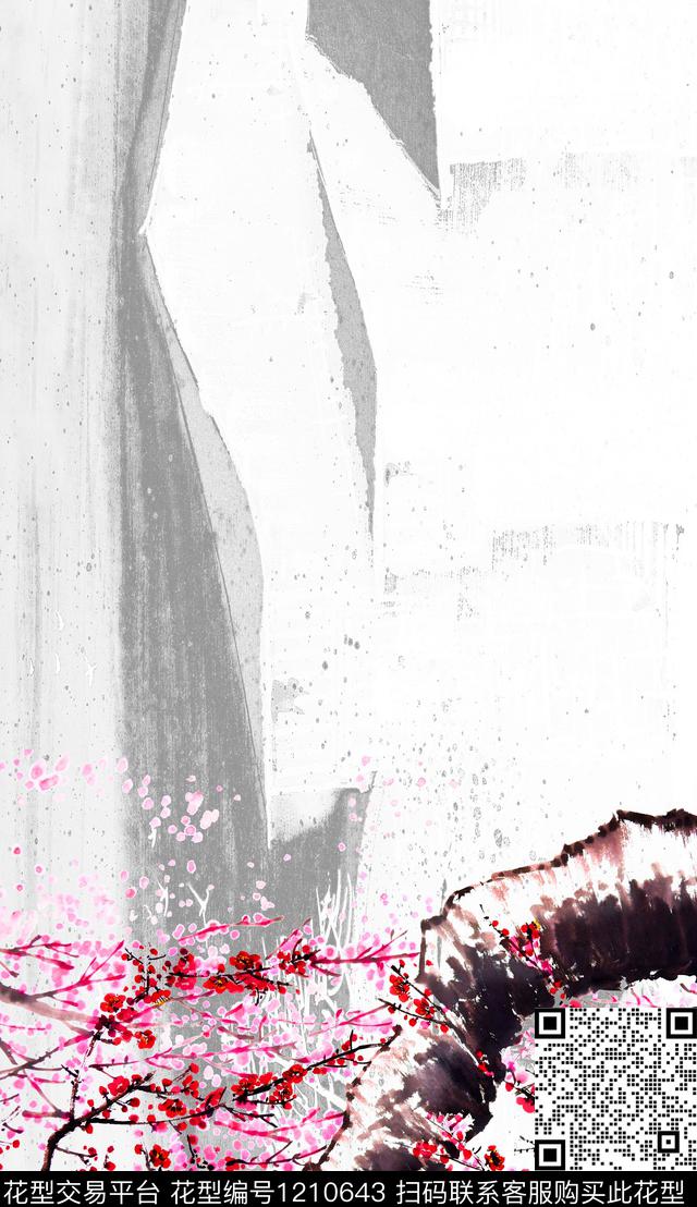 花卉定位花中国风数码印花华亿平台下载（图片编号: 1210643） - 瓦栏（Walan）