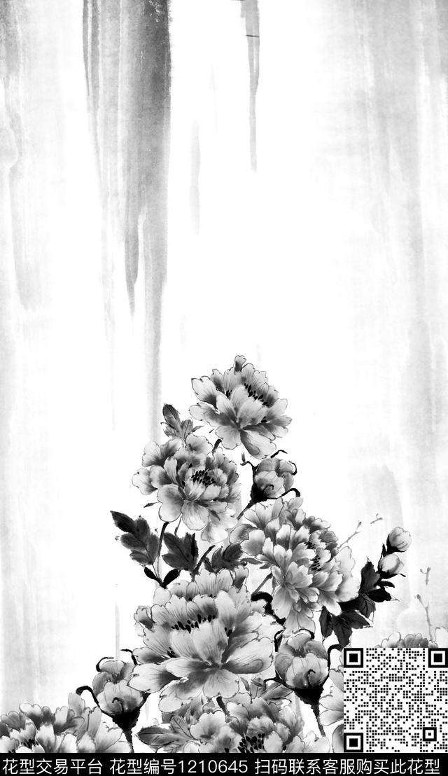 花卉定位花中国风数码印花华亿平台下载（图片编号: 1210645） - 瓦栏（Walan）