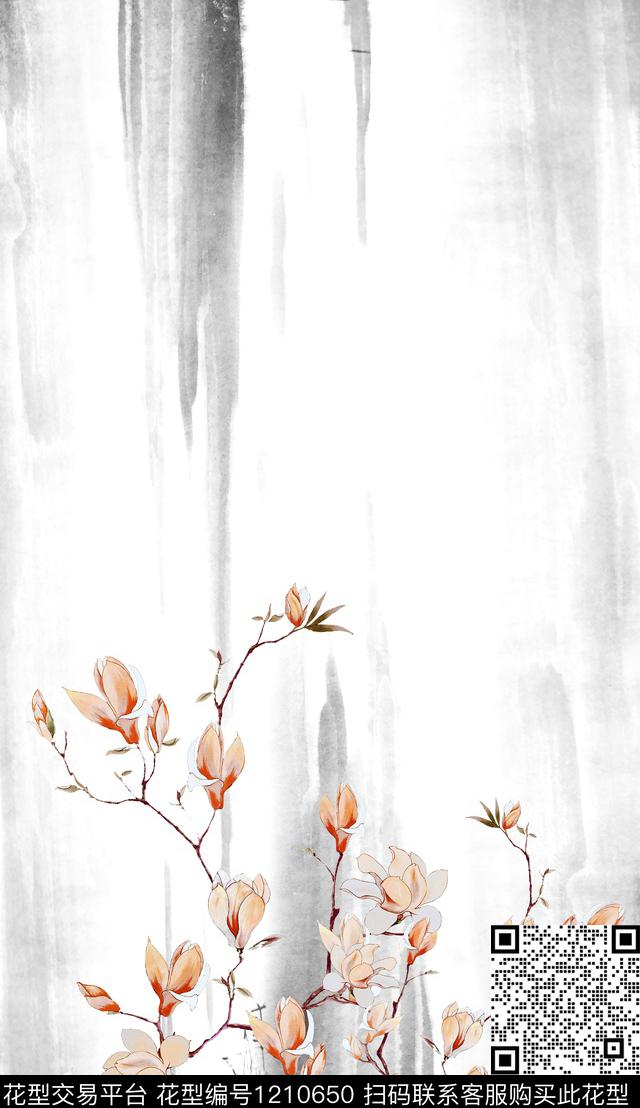 花卉定位花中国风数码印花华亿平台下载（图片编号: 1210650） - 瓦栏（Walan）