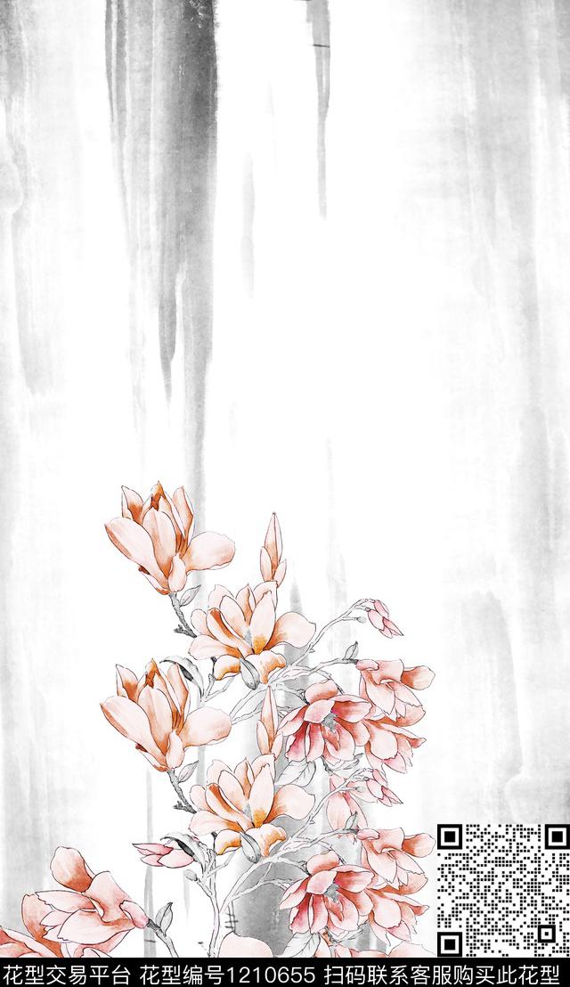 花卉定位花中国风数码印花华亿平台下载（图片编号: 1210655） - 瓦栏（Walan）