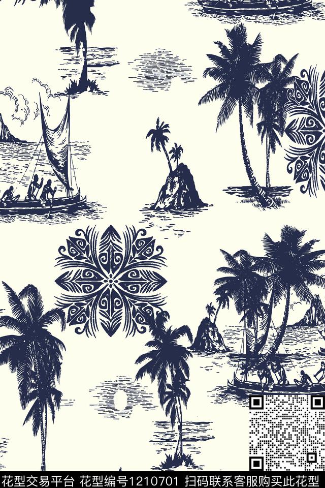 植物风景景观海洋传统印花华亿平台下载（图片编号: 1210701） - 瓦栏（Walan）
