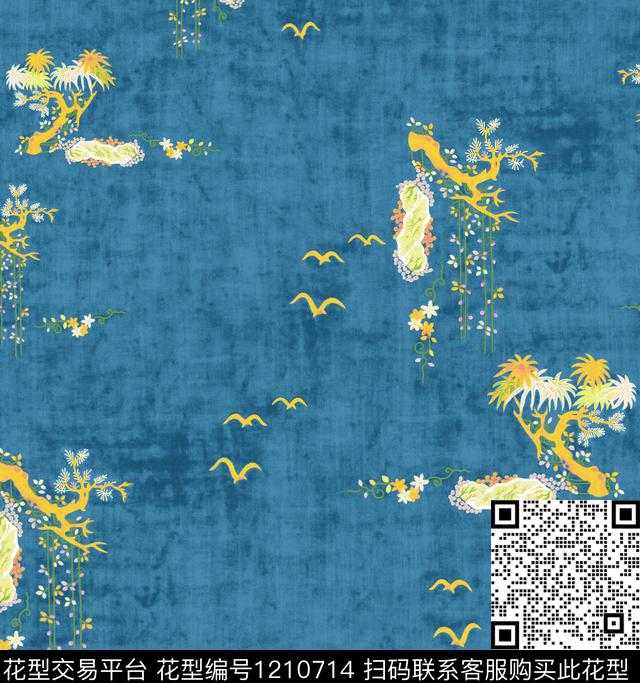 数码华亿平台手绘满版散花数码印花华亿平台下载（图片编号: 1210714） - 瓦栏（Walan）