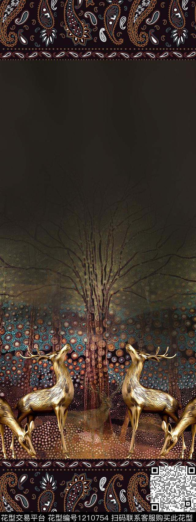 鹿大牌风定位花数码印花华亿平台下载（图片编号: 1210754） - 瓦栏（Walan）