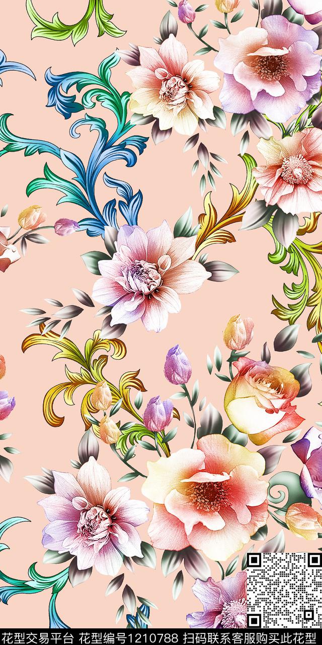 大牌风花卉数码印花华亿平台下载（图片编号: 1210788） - 瓦栏（Walan）