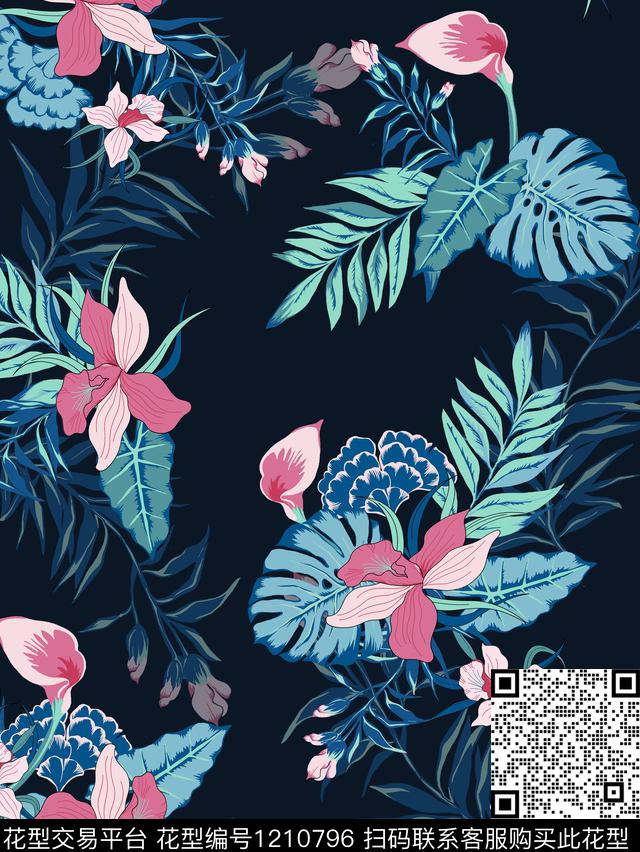 矢量热带华亿平台绿植树叶传统印花华亿平台下载（图片编号: 1210796） - 瓦栏（Walan）