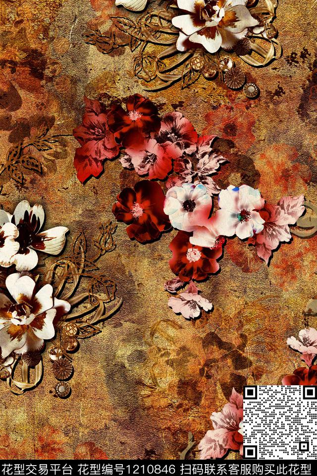 女装数码华亿平台花卉数码印花华亿平台下载（图片编号: 1210846） - 瓦栏（Walan）