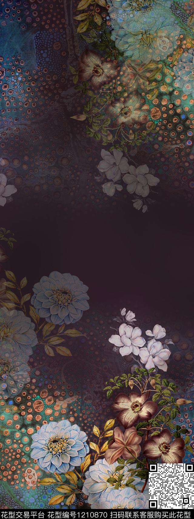 大牌风渐变定位花数码印花华亿平台下载（图片编号: 1210870） - 瓦栏（Walan）