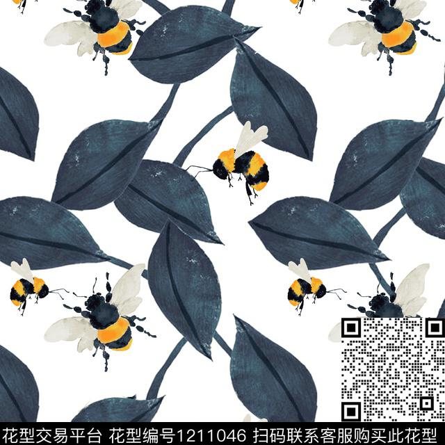 大牌风小碎花蜜蜂数码印花华亿平台下载（图片编号: 1211046） - 瓦栏（Walan）