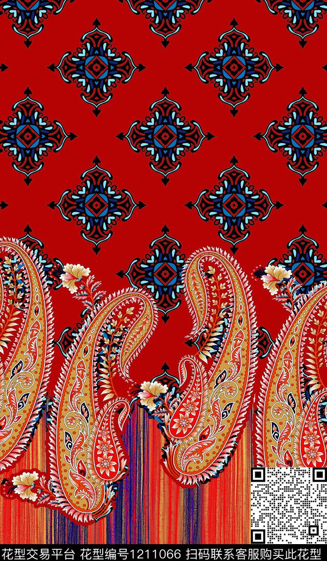 定位花真丝定位花民族风定位花数码印花华亿平台下载（图片编号: 1211066） - 瓦栏（Walan）