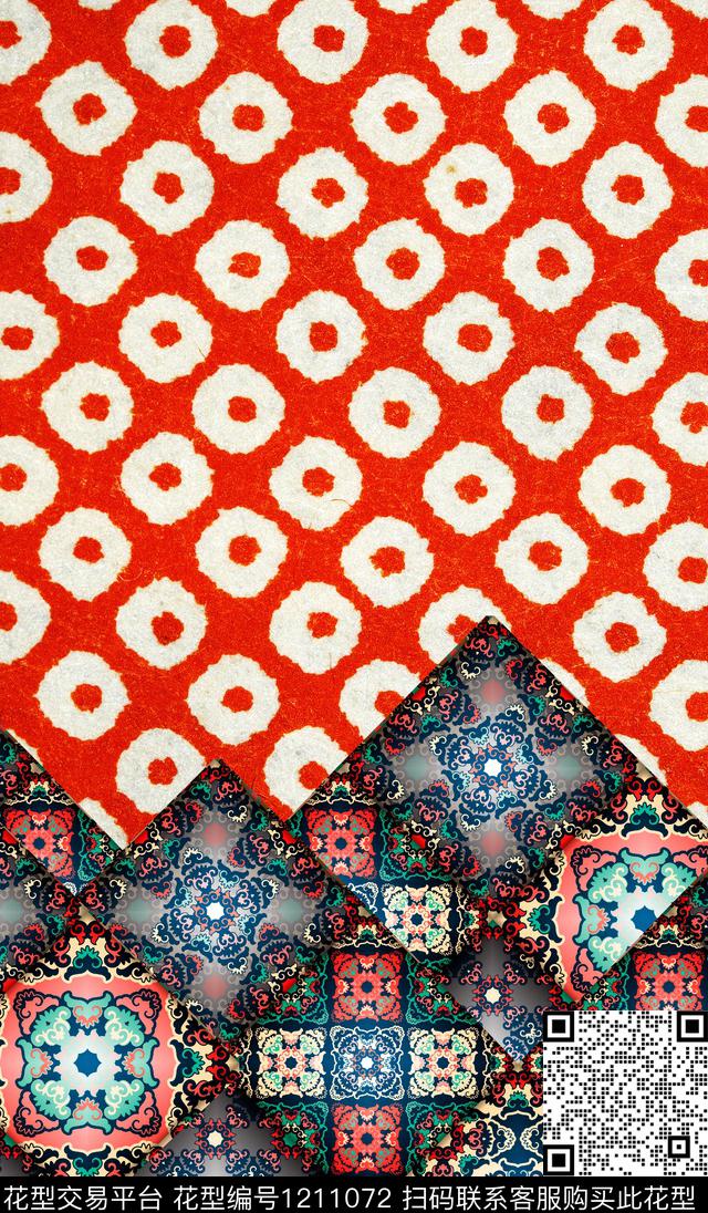 定位花真丝定位花民族风定位花数码印花华亿平台下载（图片编号: 1211072） - 瓦栏（Walan）