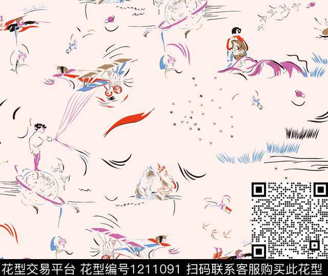 大牌风抽象花卉传统印花华亿平台下载（图片编号: 1211091） - 瓦栏（Walan）