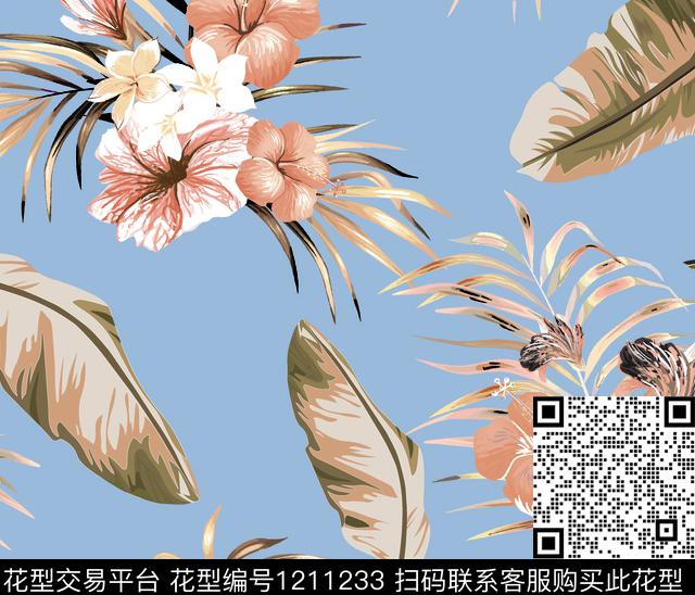 女装清爽底花卉花卉数码印花华亿平台下载（图片编号: 1211233） - 瓦栏（Walan）