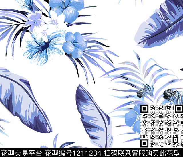 女装清爽底花卉花卉数码印花华亿平台下载（图片编号: 1211234） - 瓦栏（Walan）