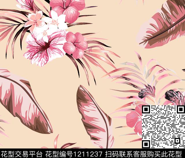 女装清爽底花卉花卉数码印花华亿平台下载（图片编号: 1211237） - 瓦栏（Walan）