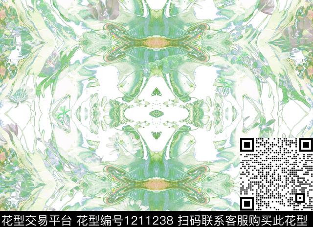 肌理晕染效果蓝色抽象图数码印花华亿平台下载（图片编号: 1211238） - 瓦栏（Walan）