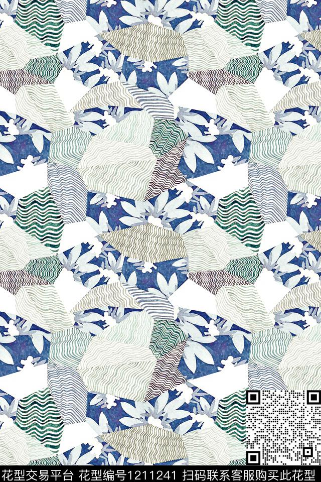 几何大牌风线条数码印花华亿平台下载（图片编号: 1211241） - 瓦栏（Walan）