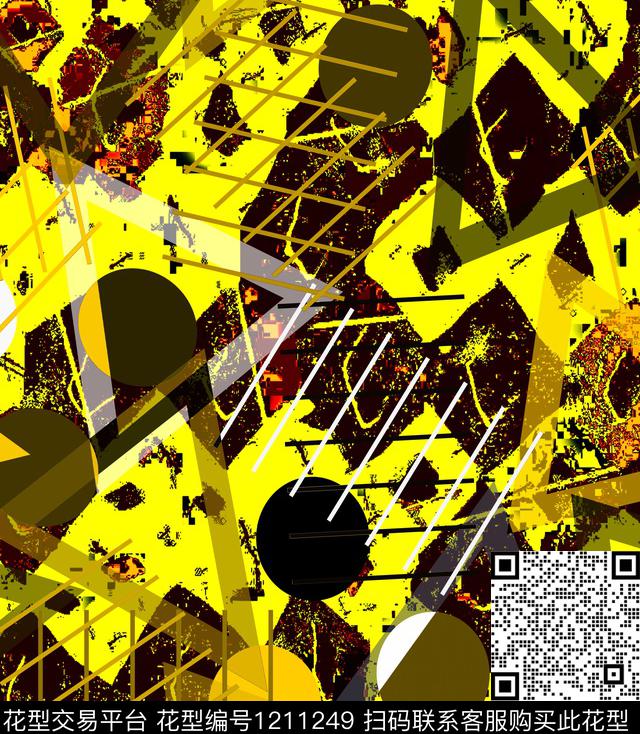 几何线条混合拼接数码印花华亿平台下载（图片编号: 1211249） - 瓦栏（Walan）