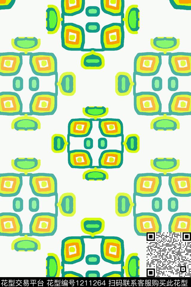 卡通婴童图案几何手绘线条笔触传统印花华亿平台下载（图片编号: 1211264） - 瓦栏（Walan）