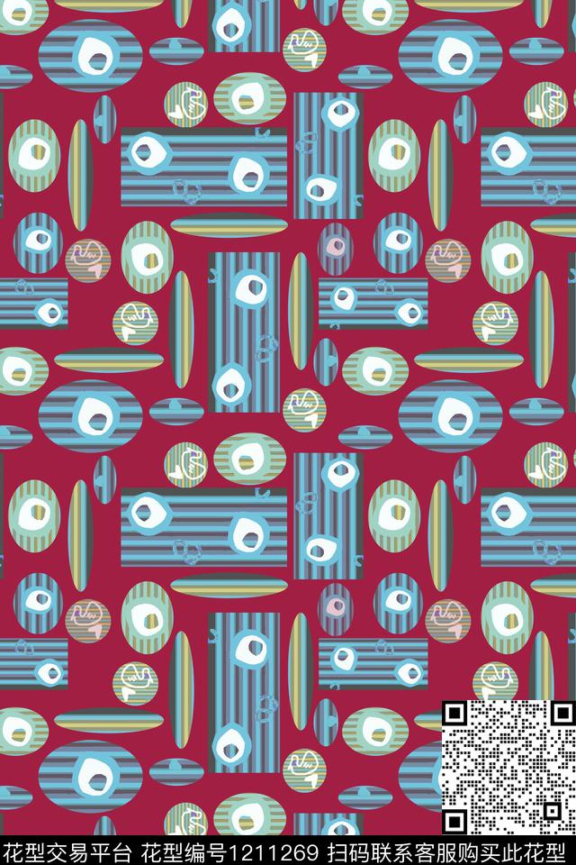 卡通婴童图案几何抽象传统印花华亿平台下载（图片编号: 1211269） - 瓦栏（Walan）