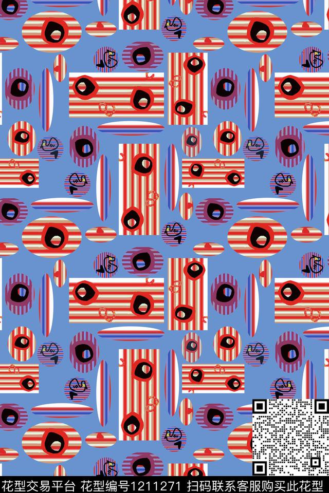 卡通婴童图案几何抽象传统印花华亿平台下载（图片编号: 1211271） - 瓦栏（Walan）