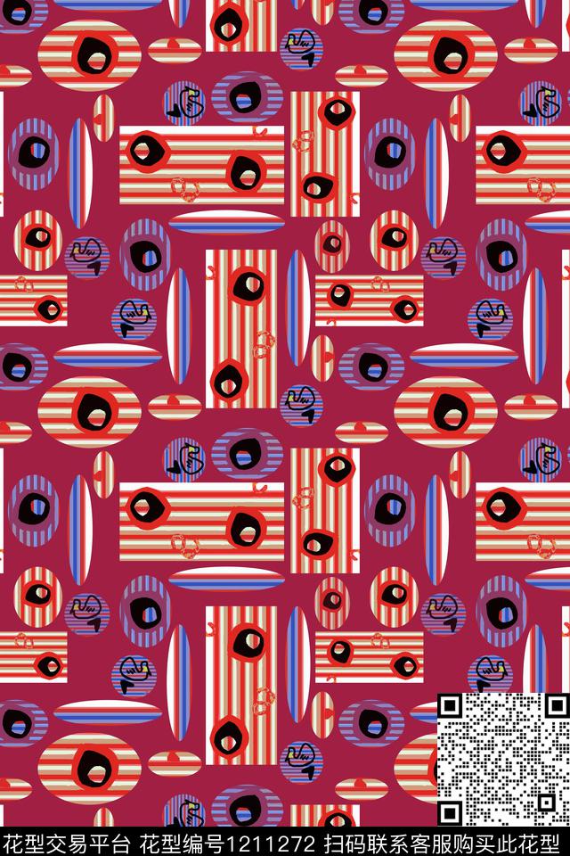 卡通婴童图案几何抽象传统印花华亿平台下载（图片编号: 1211272） - 瓦栏（Walan）
