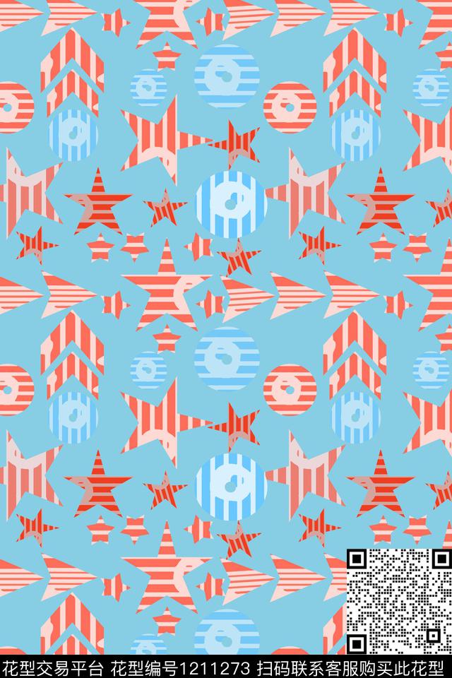 五角星卡通婴童图案几何传统印花华亿平台下载（图片编号: 1211273） - 瓦栏（Walan）