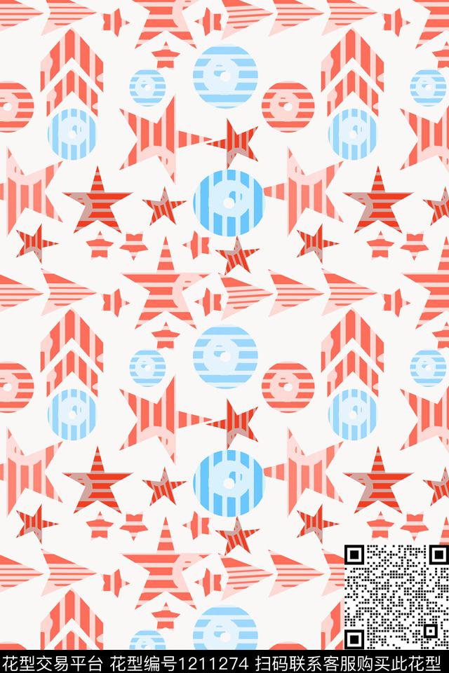 五角星卡通婴童图案几何传统印花华亿平台下载（图片编号: 1211274） - 瓦栏（Walan）