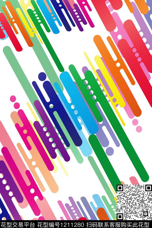 卡通婴童图案几何条纹混搭数码印花华亿平台下载（图片编号: 1211280） - 瓦栏（Walan）