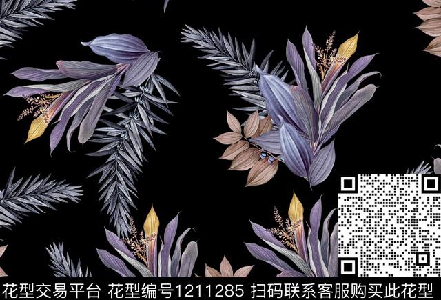 女装数码华亿平台清爽底花卉数码印花华亿平台下载（图片编号: 1211285） - 瓦栏（Walan）