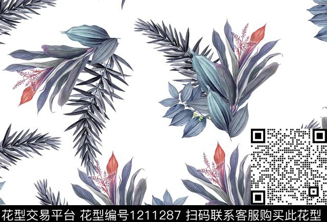 女装数码华亿平台清爽底花卉数码印花华亿平台下载（图片编号: 1211287） - 瓦栏（Walan）