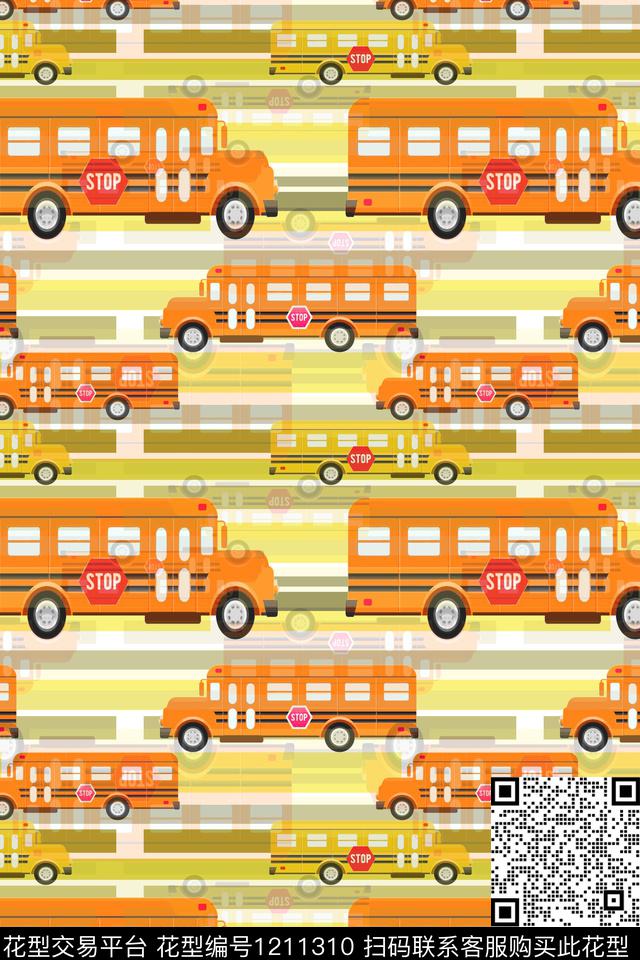 卡通婴童图案卡通汽车几何传统印花华亿平台下载（图片编号: 1211310） - 瓦栏（Walan）