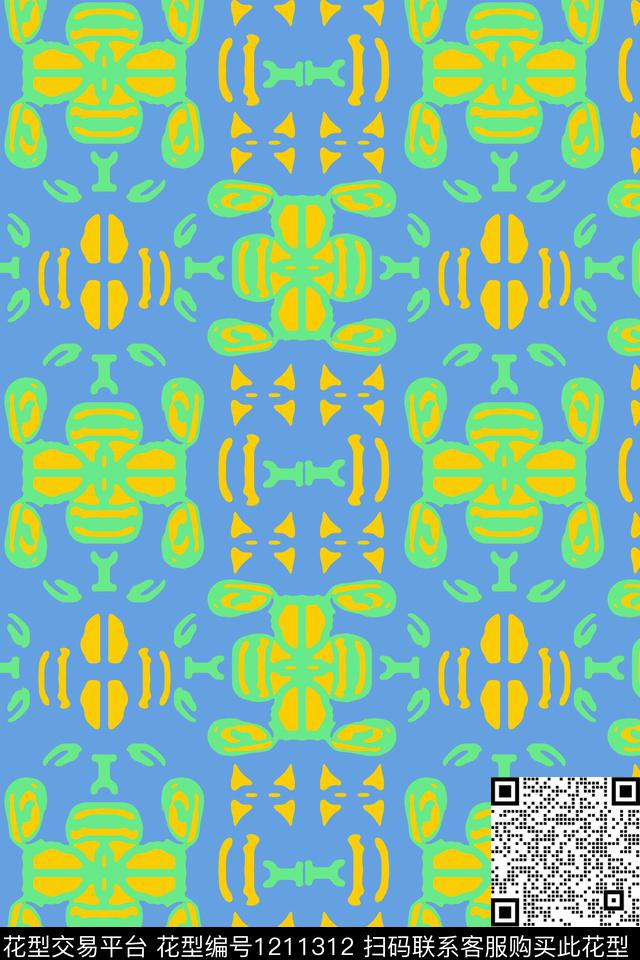 卡通婴童图案几何手绘线条笔触传统印花华亿平台下载（图片编号: 1211312） - 瓦栏（Walan）