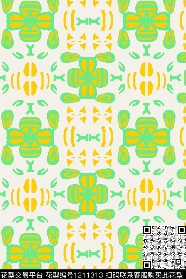 卡通婴童图案几何手绘线条笔触传统印花华亿平台下载（图片编号: 1211313） - 瓦栏（Walan）