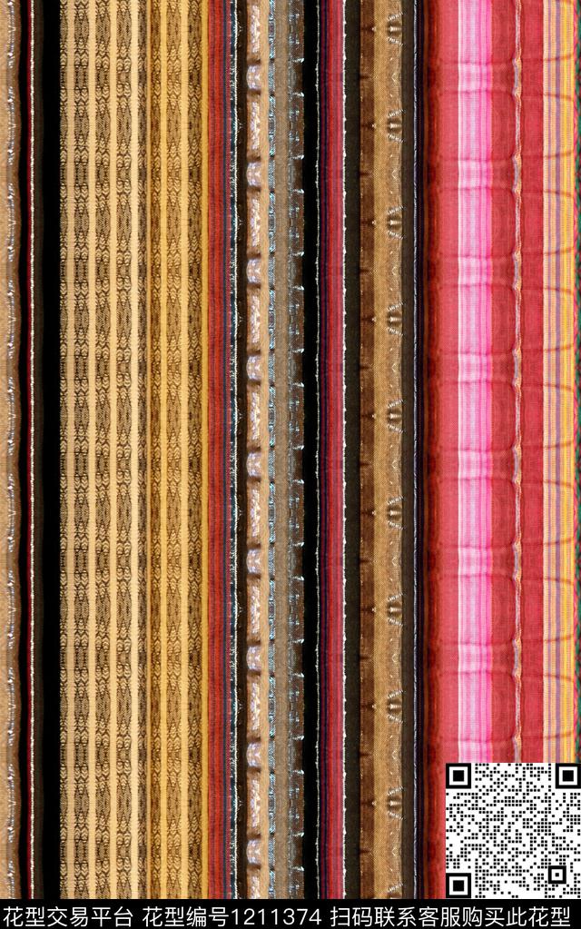几何抽象条纹数码印花华亿平台下载（图片编号: 1211374） - 瓦栏（Walan）