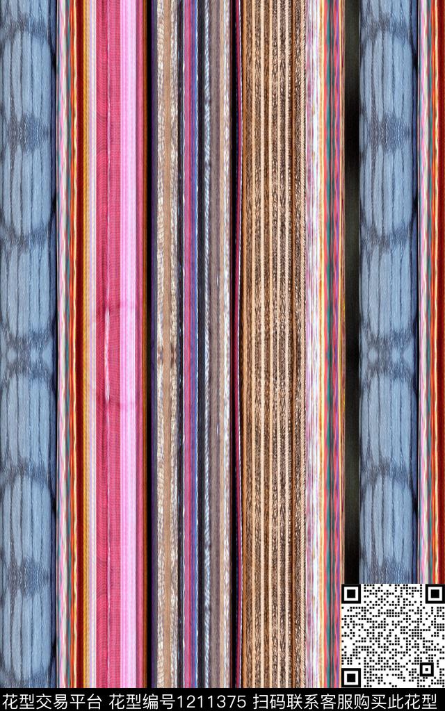 几何抽象条纹数码印花华亿平台下载（图片编号: 1211375） - 瓦栏（Walan）